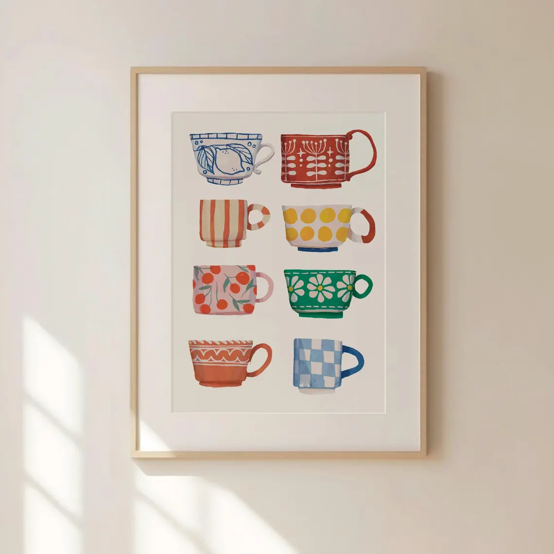 Coffee Tea Cup - Wzór z filiżanką herbaty, Plakat śniadaniowy,