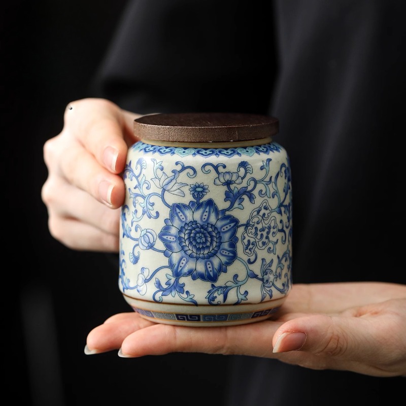 Coffee Tea Jug - Kreatywny niebiesko-biały porcelanowy słoik na herbatę
