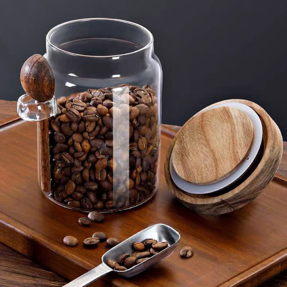 Coffee Tea Holder - Szklany słoik do przechowywania ziaren kawy