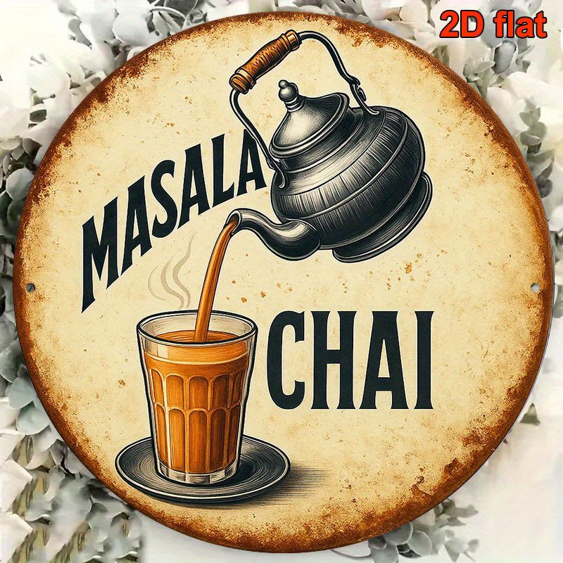 Coffee Tea Recipe - Metalowy Znak Masala Chai Vintage 2D