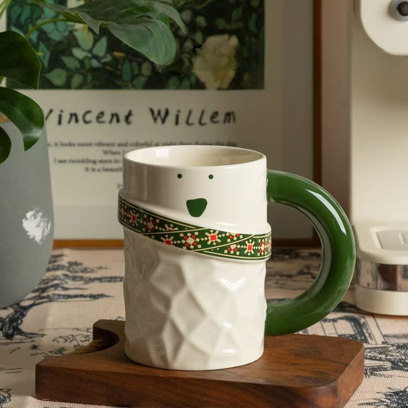 Coffee Tea Emoji - Kubek ceramiczny Cute Emoji Scarf Pattern,