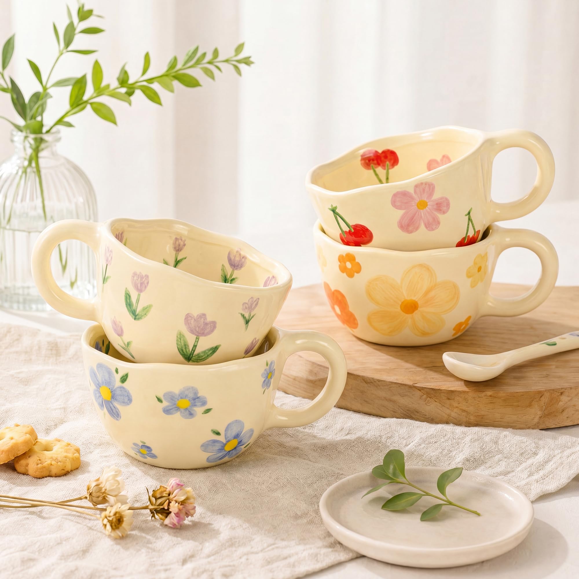 Zestaw 4 uroczych, ręcznie mal – Coffee Tea Love recenzja i cena