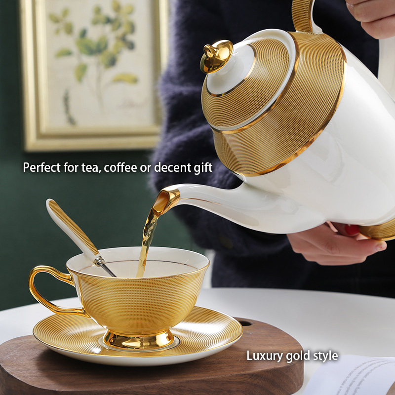 Luksusowy złoty porcelanowy ze – Coffee Tea And Sugar Set recenzja i cena