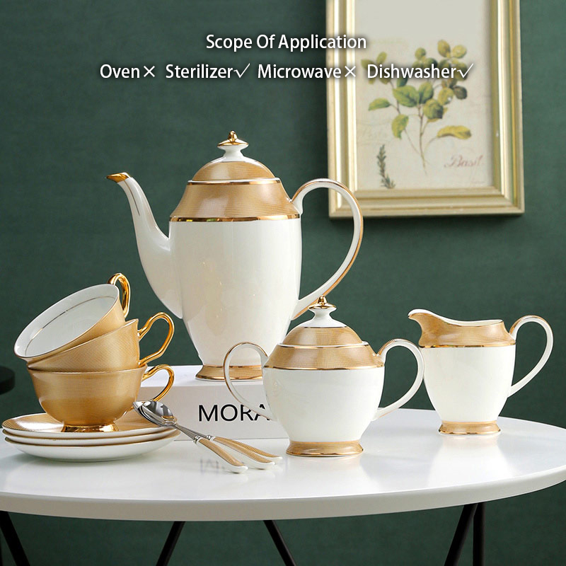Luksusowy złoty porcelanowy ze – Coffee Tea And Sugar Set recenzja i cena